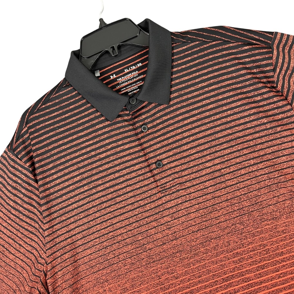 Under Armour Playoff Polo Golf Shirt Men XL Performance Striped HeatGear Stretch